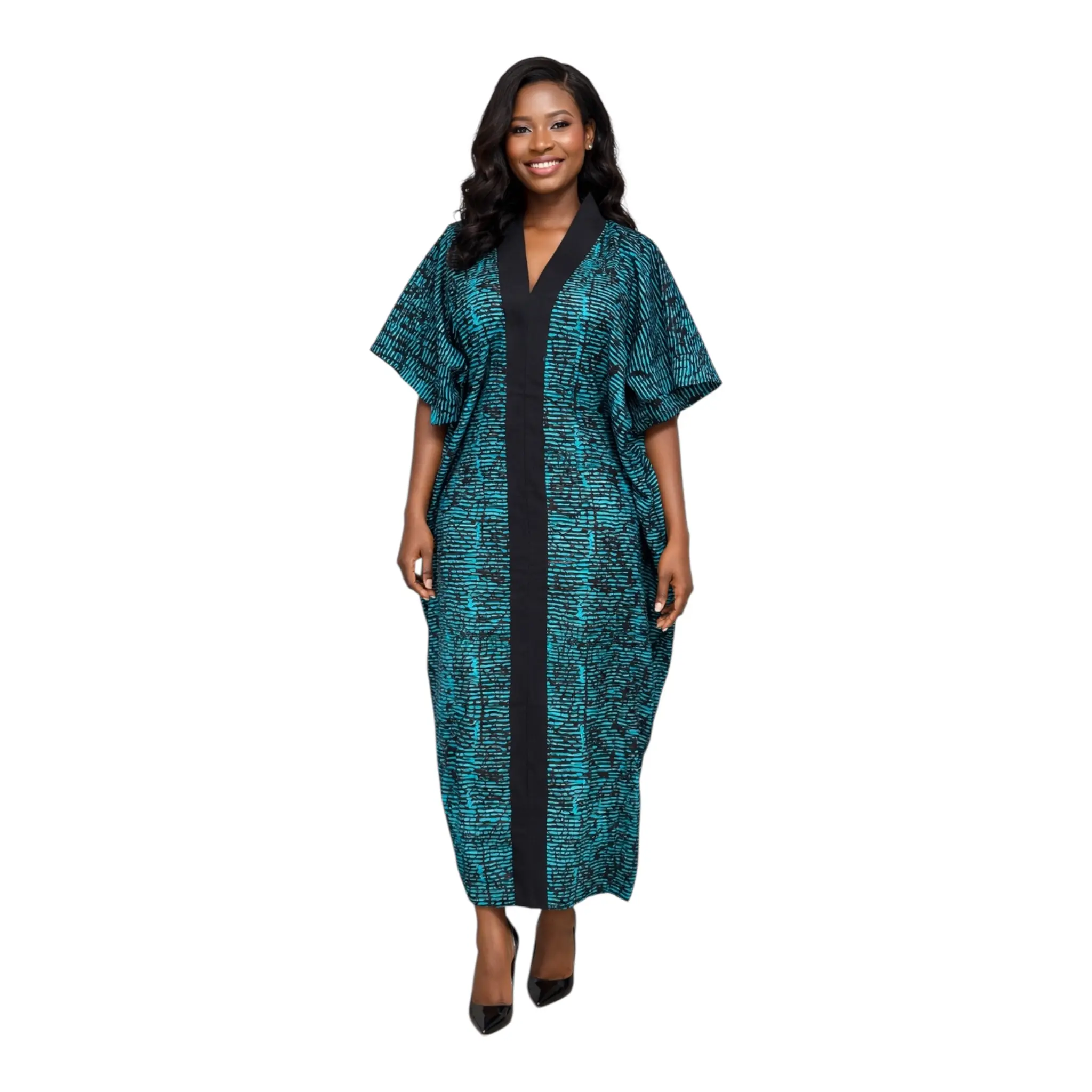 Teal Blue and Black Print