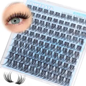 Natural Lash Clusters Wispy Eyelash Clusters 110 pcs Cluster Eyelash Extensions C Curvature Individual Lashes 10-16 mm Mix Length Natural Look Lashes Clusters with Thin Lash Band