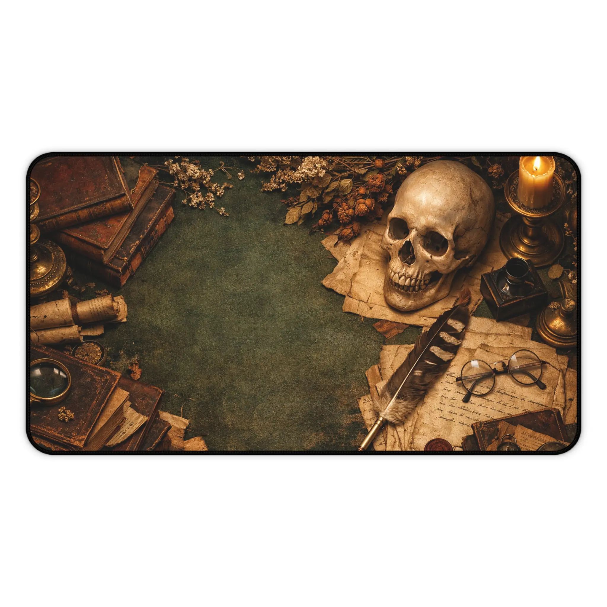 Gothic Dark Academia Antique Study Desk Mat | Flat Lay Mousepad