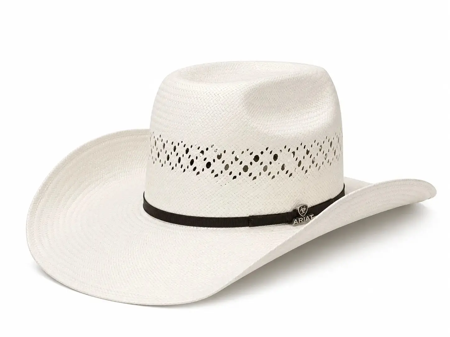 Ariat 8X Palm Straw Cowboy Hat – Vented Crown, 5 3/4” Crown, 4 1/4” Brim, Chocolate Band