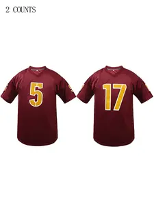 Men's Maroon #5 Embroidered Football Jersey | Premium Stitched V-Neck Breathable Tee | Game Day & Street Style
