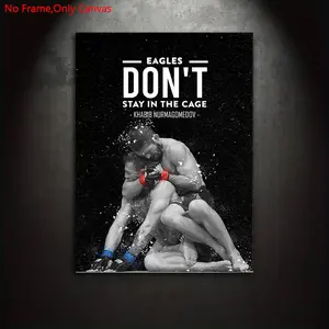 1 piece/set frameless canvas painting print poster, classic black and white style art, Artwork, Khabib Nurmagomedov quote, a gift for mixed martial arts enthusiasts, ideal gift for home, mural, wall decoration