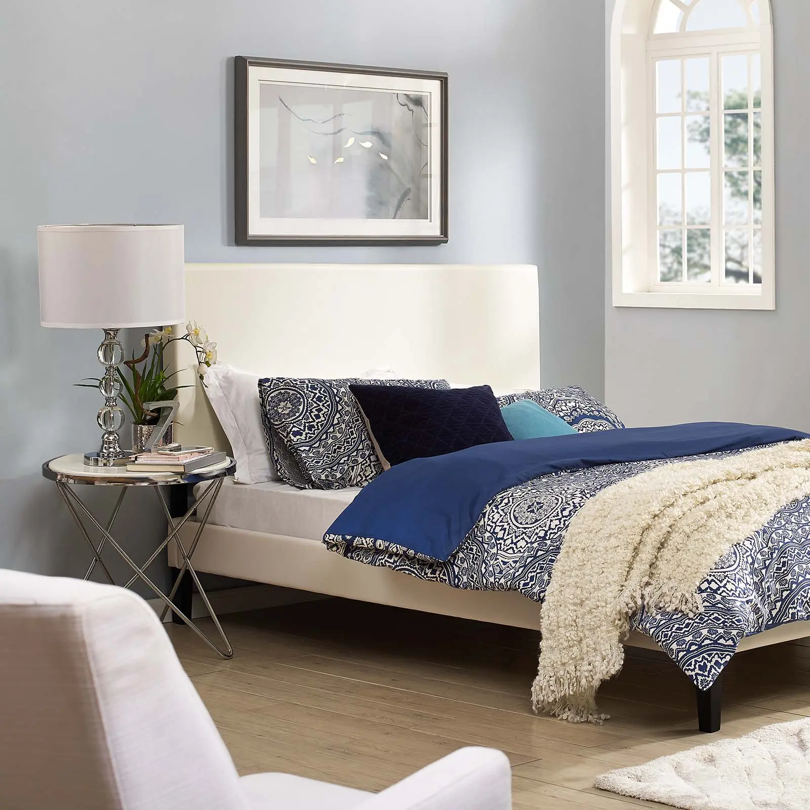 Modway Taylor Faux Leather Upholstered Headboard - King, California King Sizes - White Unique Bedroom Furniture