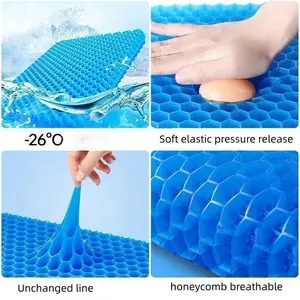 Gel Seat Cushion, Breathable Honeycomb Ice Pad, Back Pain Relief, Ergonomic Design, Non-Slip, Office & Car Use, All Seasons