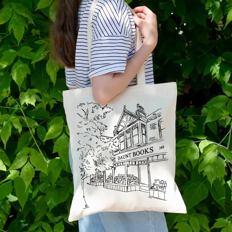 Cute Books Canvas Tote Bag, Books Eco Bag Women's Tote Bag, Korean Style, Bookshop Tote Bag, Gift For Librarian, Women Book Lover Gift Bag