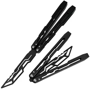 Aluminum Butterfly Trainer, Flip Tool, Cool Hand Tool Toy, High Quality BALISONG METAL BUTTERFLY Trainer Black Orange LG07
