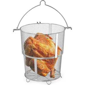 Turkey Fryer Roaster Basket, Detachable Foldable Deep Turkey Fryer Basket for Char-Broil Big Easy Oil-less Turkey Fryer 17102065, 14101480 and Turkey Deep Fryer Pot