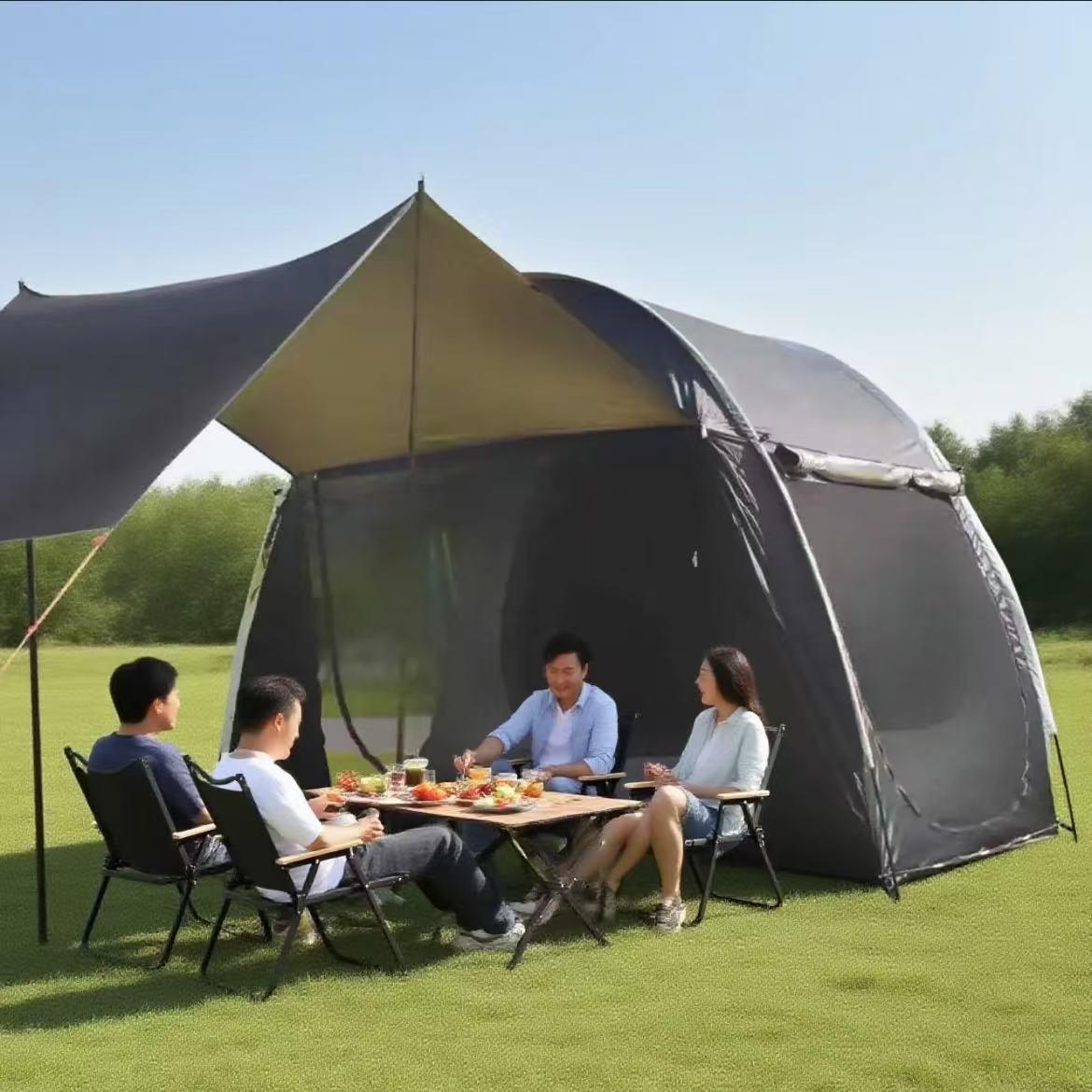 Universal SUV Car Rear Tent Waterproof Sunshade Windproof Foldable Portable Large Space Tailgate Awning Camping Travel Outdoor Gear for 3-4 People