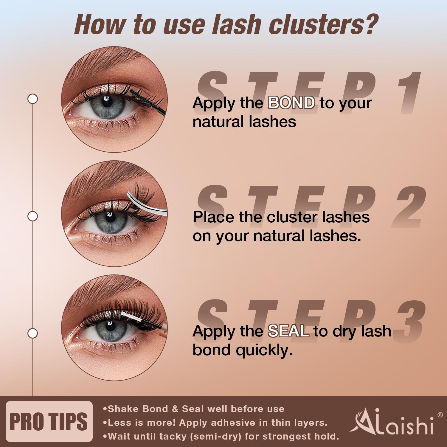 Ailaishi 150D Lash Clusters Kit, 156PCS DlY Eyelash Extensions, 10-20mm Dense Volume Lashes with Bond &Seal、 Remover 、Tweezers for Self Use