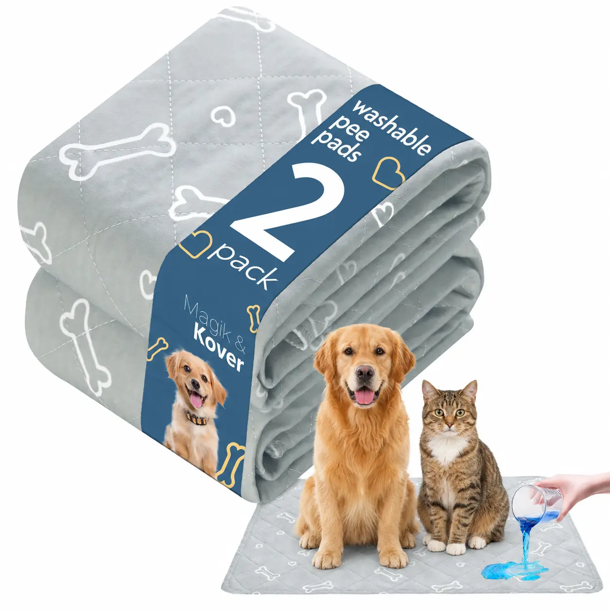 2-Pack Washable Puppy Pads for Dogs & Cats, Super Absorbent Reusable Waterproof Leakproof Non-Slip Dog Training & Whelping Pads, Quick Drying Potty Pad Pet Mats for Floor, Crate, Kennel, Playpen, Bed, Sofa, Pet Supplies #SummerVibes #tiktokshopsummersale