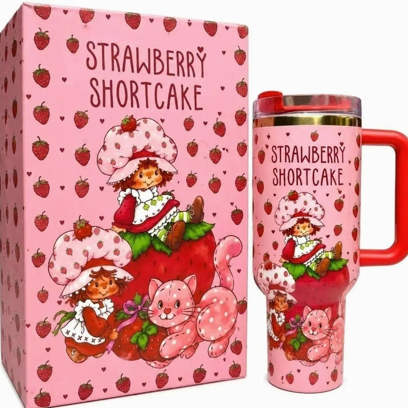 Strawberry Shortcake Quencher 40 Oz, Limited Edition Drinkware, Tumbler Gift for her