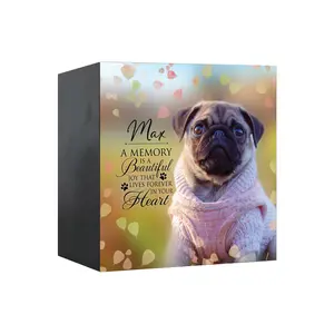 Personalized Pet Shadow Box Urn for Cremation Pet Memorial Gift for Dog and Cat Lovers Sympathy Gift for Pet Loss with Cute Design | A Memory Is A Beautiful Joy
