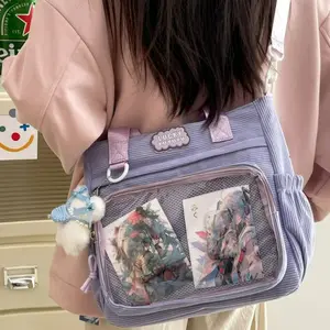 New Japanese Design Girls' Ulzzang Y2k Ita Bag Transparent Crossbody Bag Preppy Style Messenger Bag Large Capacity Shoulder Bag