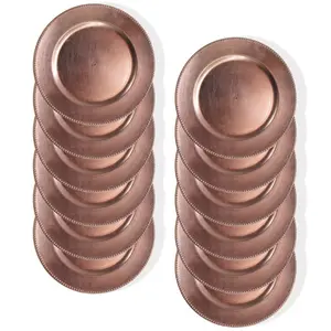 ROSE GOLD CHARGER WITH BEADS 13"D   12 PC SET