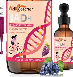 NAD+ Liquid Supplement for Women Men: NAD+ Resveratrol Drops with Grape Seed Extract CoQ10 Zinc Vitamin B2 Nicotinamide Riboside Support Energy Anti-Aging & Heart Health Grape Flavor 30 Servings
