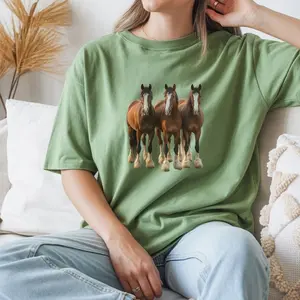 Standing Draft Clydesdale Horses Equestrian Graphic Tee