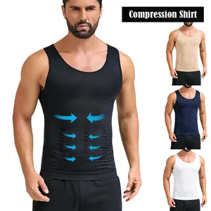 Men's Compression Shirt Body Shaper - Sleeveless High Stretch Nylon Workout Undershirt, Lightweight & Breathable for Gym, Compression Shirts