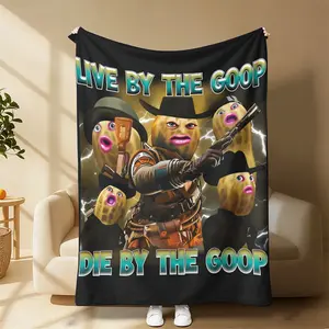 Live By The Goop Die By The Goop Funny Peanut Meme Print Flannel Blanket Cooling Blanket Homegoods Soft Cozy For Bedroom Living Room Sofa Couch For Meme Lovers Teens Adults Perfect Gift Suitable for all four seasons