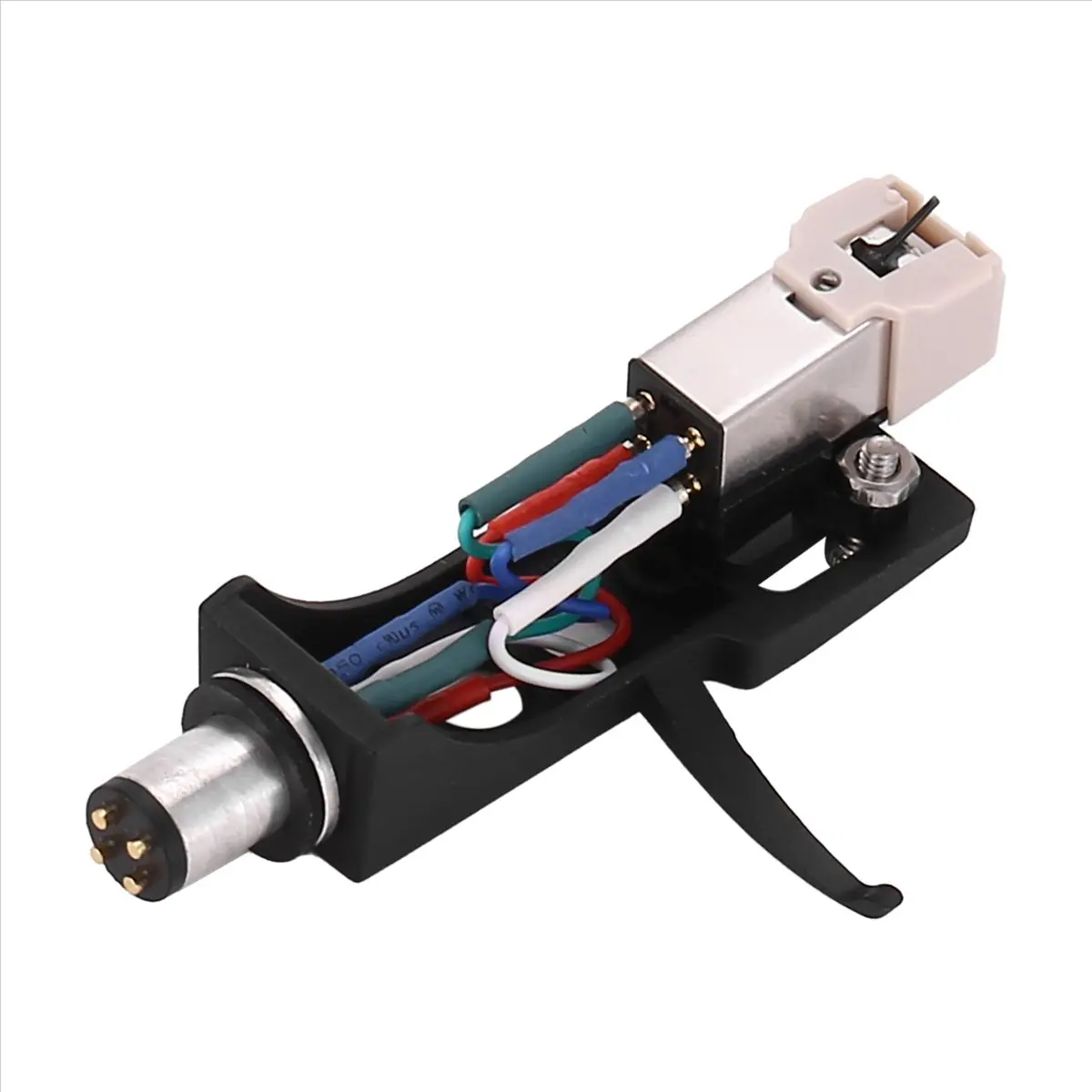 1 x Magnetic Cartridge Stylus, 1 x Replacement Phono Turntable Headshell with 4-Pin Contacts, 1.5g-2g Tracking Force, 13 mm Hole Distance, Compatible with 33,45,78 Rpm Phonograph Gramophone LP Vinyl Players (Household Appliance Part), Four Colour-Coded Of