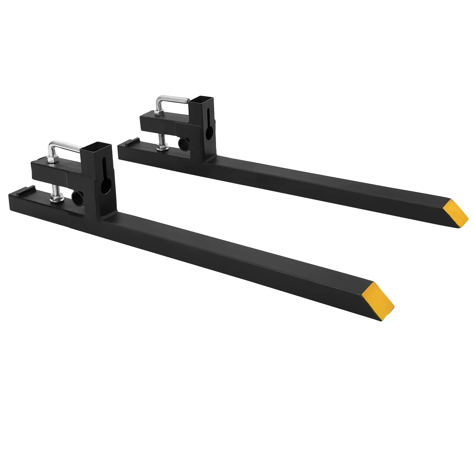 Garvee Heavy Duty Clamp-On Pallet Forks for Tractor Loader Bucket – 43''/60'' Length, Up to 4000lbs Capacity, Adjustable Stabilizer Bar, Quick Attach Skid Steer Attachment, Ideal for Agricultural & Engineering Machinery
