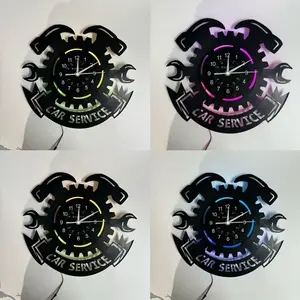 Vintage Vinyl Record Wall Clock, Car Repair Design, Wrench Design, Silent Clock, Home Creative Decoration, Bedroom Office Gift