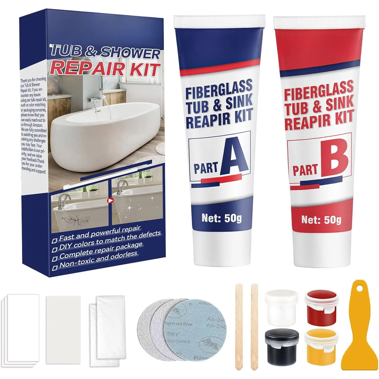 Tub Repair Kit, Shower Repair Kit, Super and Fiberglass Tub Repair Kit