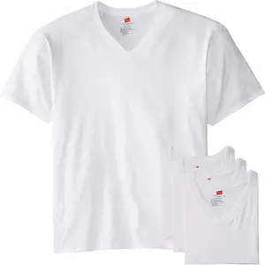 Hanes Men's V-Neck Undershirts, Tag-Free 100% Cotton Multipack Tall Size Basics Soft T-Shirts