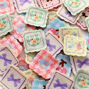 20pcs Mini label cartoon hair stickers Decorative cloth stickers DIY handmade jewelry decorative cloth label Cute Mini label Colorful cartoon label Embroidery Floral hair accessories Cloth stickers diy handmade accessories decorative cloth label