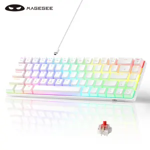 MageGee MK-BOX 60% Mechanical Keyboard  USB-C PBT Pudding Keycaps RGB Backlit Compact 68 Keys Mini Keyboard with Red Switch for PC Laptop Mac Smartphone White No Warranty