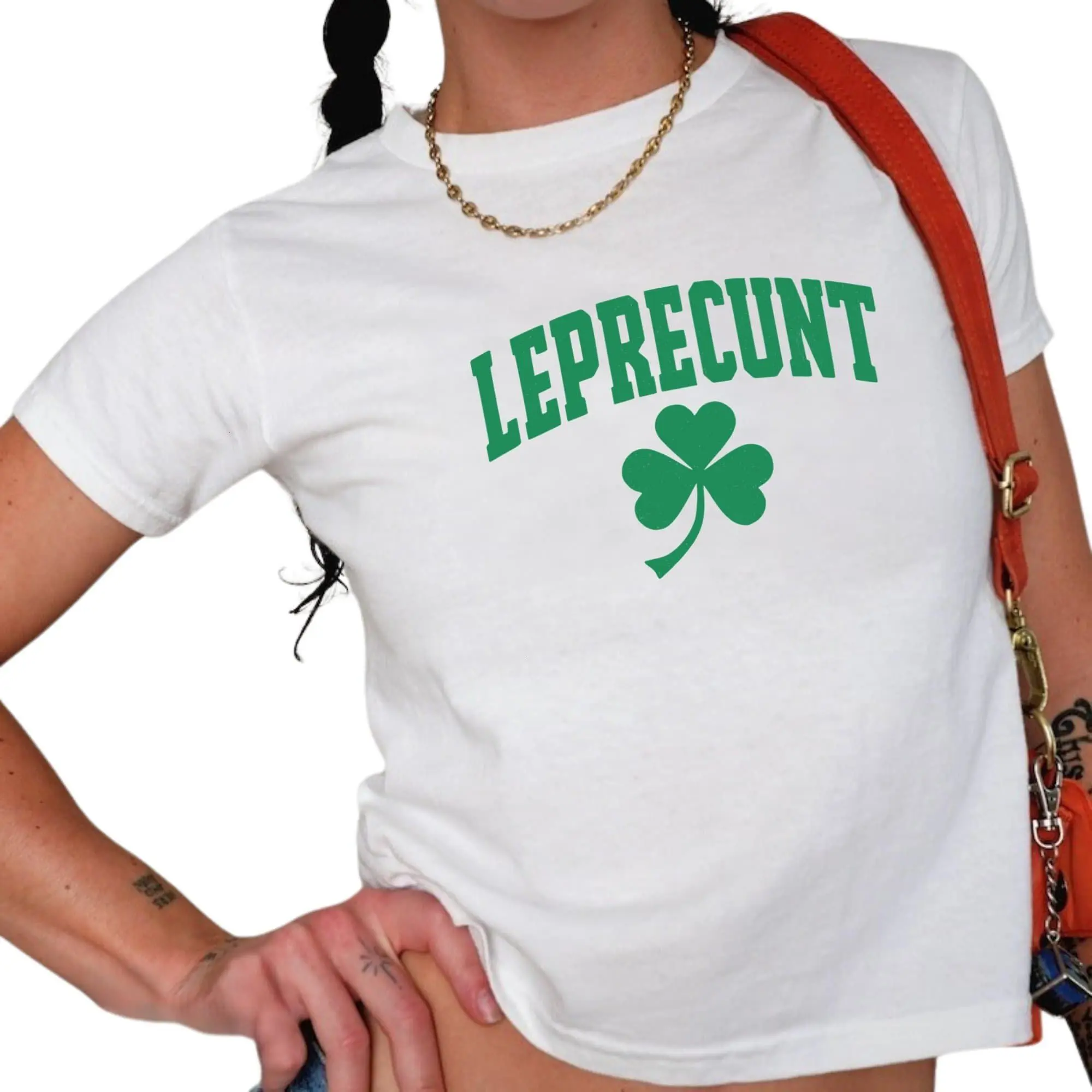 Leprecunt Baby Tee Y2k Irish Shirt Funny Shamrock Baby Tee Cute St Patricks Day Baby Tee Women's St Paddy Outfit Green Party T Shirt., Gift For Her
