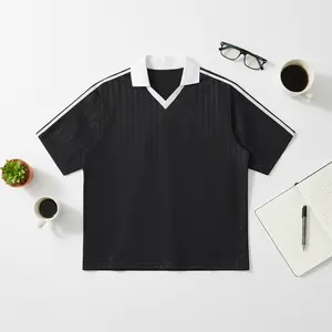 Contrast Collar Striped Soccer Jersey