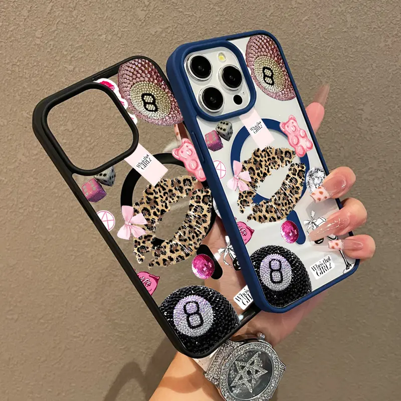 Adorable Magnetic Case for iPhone11/12/13/14/15/16/17/promax Glam Collage Art MagSafe Compatible, Lightweight, Anti-Fall |   Girly & Chic Style