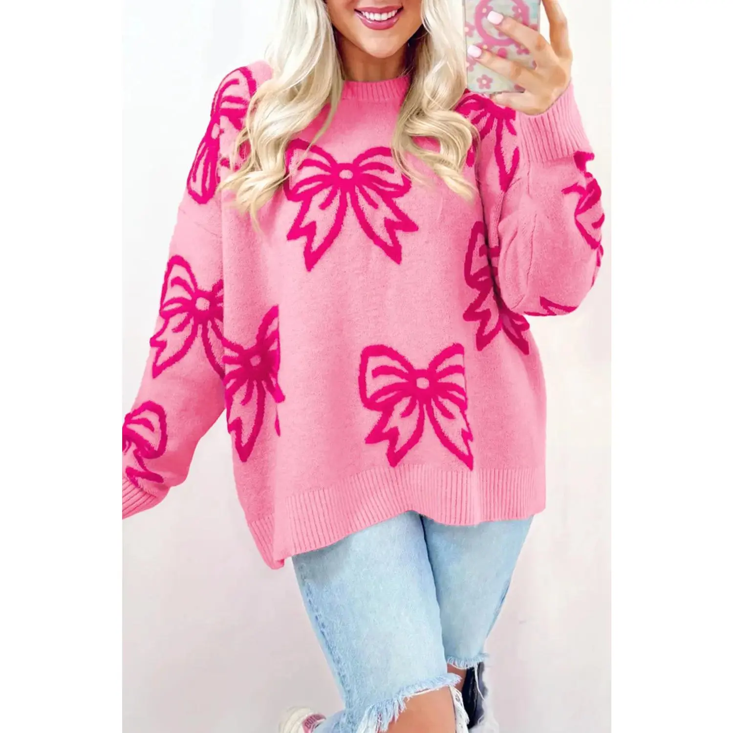 Allison Pink Bow Sweater