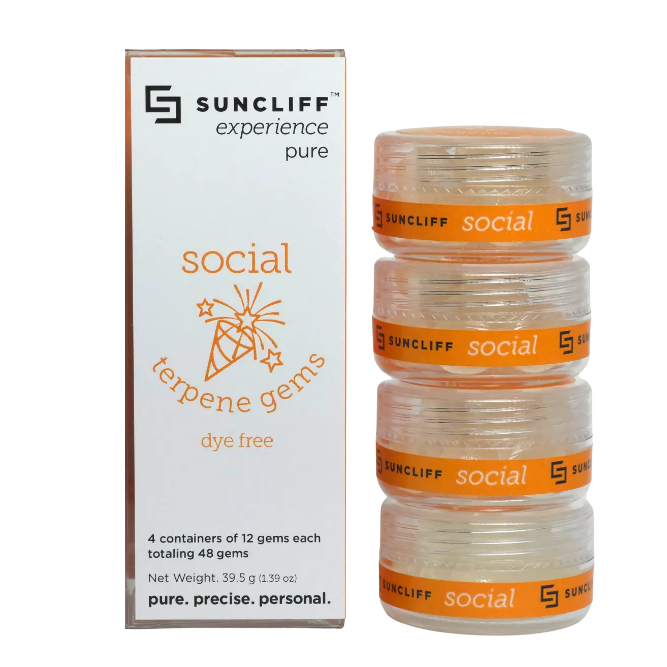 Suncliff Dye Free Terpene Gems 48-Count | Social | Natural Mood Gems | Hard Candy