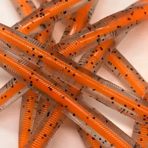 5" Orange Core Shots Worms for Fishing - Orange Color with Black Dots Design for Fishing Needs