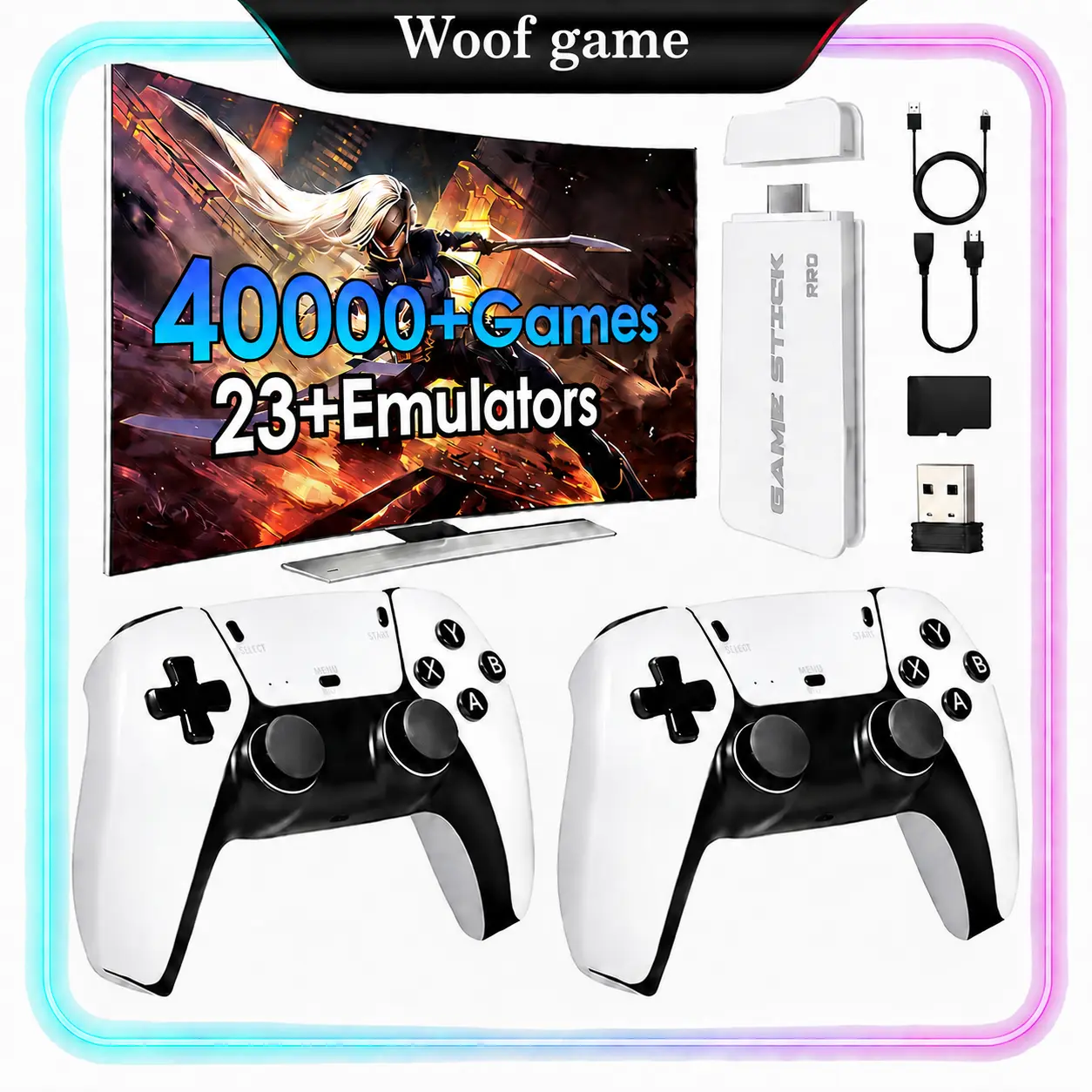 M15 Plus Retro Game Stick USB - 2026 Plug & Play Home Video Game Console, 2 Wireless Button Controllers, Cool Gadgets Vintage Gadgets Unique Gifts for Man Mens Gifts for Adults (Birthday, Holiday Parties) Compatible with TV/PC/Monitor, Retro Games, 2 Cont