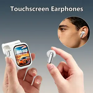 X55 New In Ear Bluetooth Earphones with LED Smart Touch Screen for Uploading Screen Wallpaper, Intelligent Active Noise Reduction, Bluetooth 5.4 Suitable for Gaming, Business, Sports, Daily Use, Compatible with PC, Android, and iOS, Preferred Gift