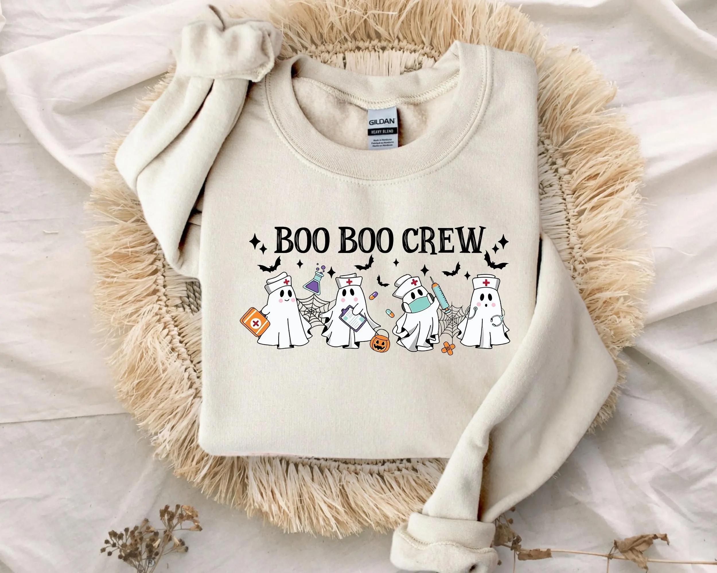 Boo Boo Crew Sweatshirt or T-Shirt, Funny Nurse Shirt, Nurse Crewneck Sweatshirt, Nursing Gift,Nurse Tee, Ghost Nurse Shirt, Halloween Nurse Sweatshirt