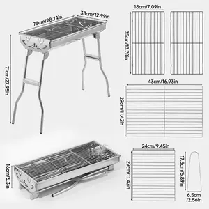 Senmeo Stainless Steel Folding Portable Barbecue Charcoal Grill with BBQ Tool Kits, Camping Gear for Outdoor Cooking, Beach Picnics or Any Outdoor Event Wood Stove