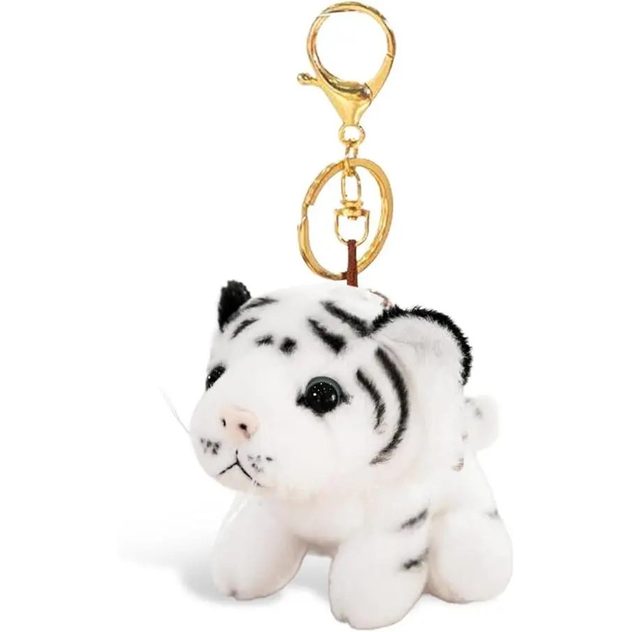GleamJoy B Tiger Keychain Cute Derpy Tiger Plush Keychain Yellow White Plush Bag Purse Charms for Handbags Animal Accessories