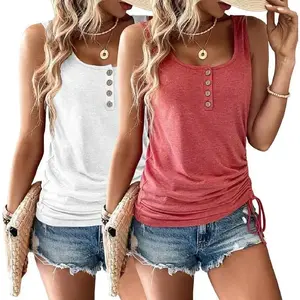 Women’s Tank Tops, 2-Pack Summer Tank Tops for Women 2025, Sleeveless U-Neck Loose Button Casual Henley Tops Shirts Comfortable Cute GARMENTARY