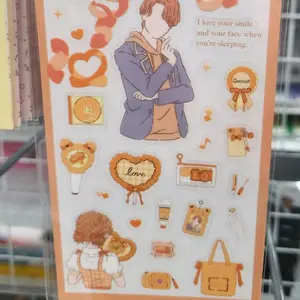 My Favorite OSHIKATSU Collection Sticker Passion Orange Sticker Sheet with Cute Characters and Heart Designs