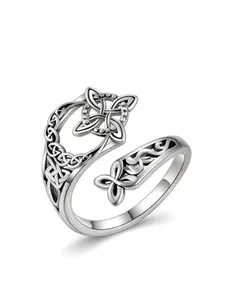 Women's Celtic Knot Ring, Adjustable Zircon Jewelry, Open-Style Design, All Season Wear, Ideal for Women Rituals & Daily Use