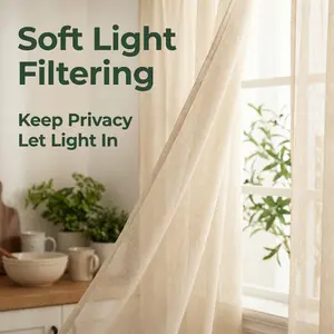 Window Wear 4 Panels 52x63inch Fancy Faux Linen 540D Curtains Orange Sheer Window Treatment Panels for Living Room or Bedroom Easy Installation Natural Light Filtering L21