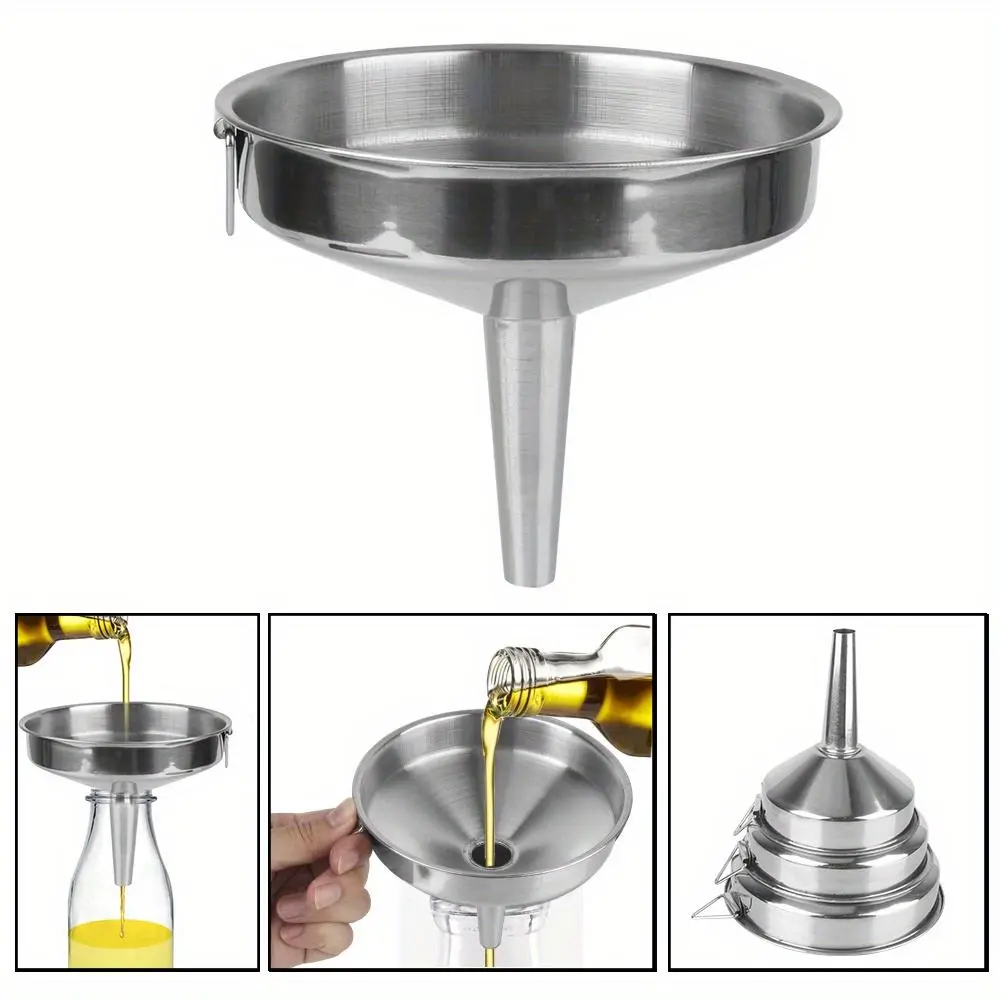 1pc Metal Funnel For Canning Kitchen Tools Kitchen Accessories Wide Mouth Funnels Bar Wine Beer Oil Flask Funnel