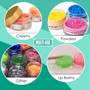 Houseables Sample Containers, Sample Jars, Lip Balm Containers, Mini Jars with Lids, Small, Empty, Makeup, Powder, Gloss, Cosmetic, Tiny, Dab, Wax, Scrub, Little, Travel, Plastic, Gold, 3 Gram, 50 PK