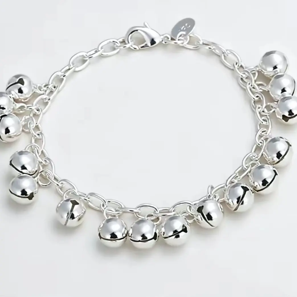 925 Sterling Silver Bell Charm Bracelet, Adjustable Lobster Clasp, Stylish Accessory for Women, Perfect for Weddings, Parties & Daily Wear Fashion Wrist Jewelry