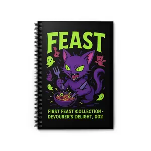 Feast Cat Spiral Notebook - Fun Stationery for Creativity, Halloween, Gift for Cat Lovers, Journaling, School Supplies, Note Taking