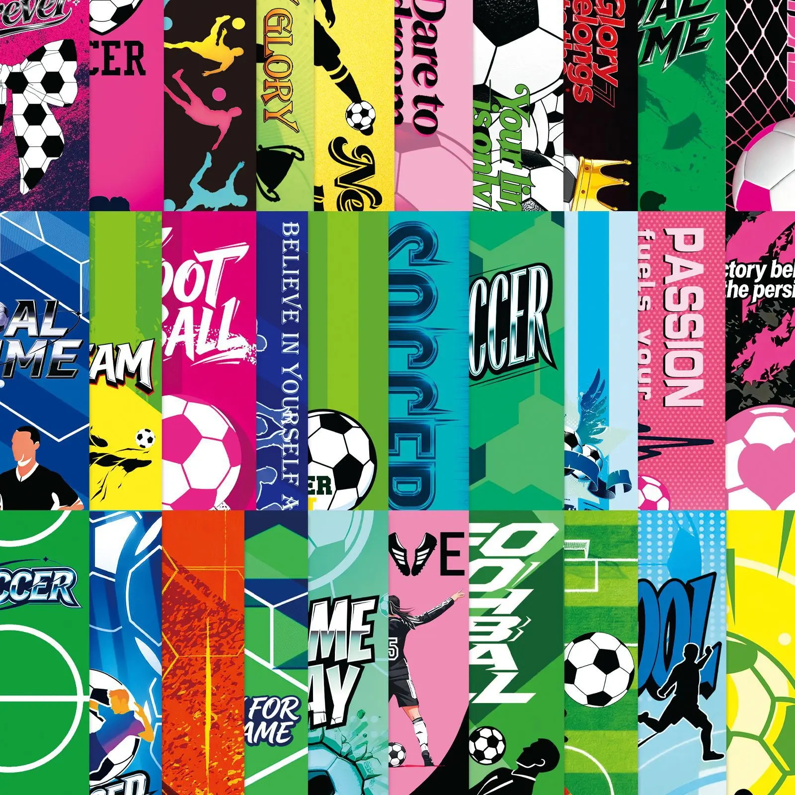 30pcs Football Bookmarks (Non-repeating Series) - Office Supplies, Notebook Accessories, Simple and Artistic Creative Paper Bookmarks, Small Cards, Book Decoration Cards, Reading Annotation Cards