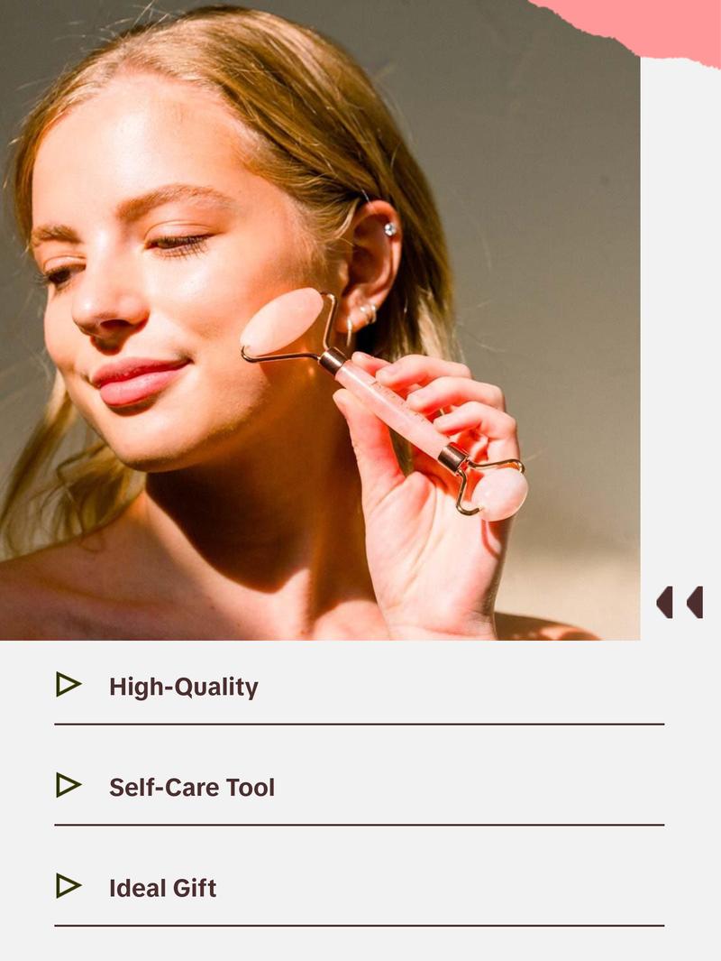 Rose Quartz Roller - Face Massager for Facial Relaxation and Skincare